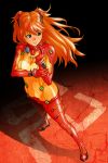  blue_eyes bodysuit breasts cleavage dark evangelion:_2.0_you_can_(not)_advance highres lips long_hair looking_away neon_genesis_evangelion orange_hair plugsuit rebuild_of_evangelion renha shadow shikinami_asuka_langley skin_tight smile solo souryuu_asuka_langley standing test_plugsuit 