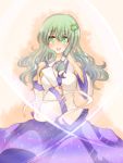  breasts detached_sleeves frog green_eyes green_hair hair_ornament kochiya_sanae kuroshiro kuroshiro@irariku long_hair touhou 