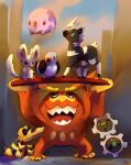  cloud darmanitan floating grin highres klink lifting minccino munna no_humans pidove platform pokemon pokemon_(game) pokemon_bw purple_keckleon sandile sky smile tree 