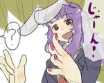  animal_ears blazer bunny_ears formal gozaemon gyoza_emon nail_polish necktie purple_hair rabbit_ears red_eyes reisen_udongein_inaba smile suit touhou translated 