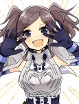  1girl armor arms_up blue_gloves cynthia_(fire_emblem) fire_emblem fire_emblem_awakening gloves grey_eyes grey_hair looking_at_viewer open_mouth sidelocks solo twintails upper_body yukia_(firstaid0) 
