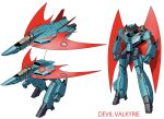  aircraft airplane arms_at_sides canopy_(aircraft) character_name choujikuu_yousai_macross clenched_hands commentary_request devilman devilman_(character) fighter_jet fusion gerwalk jet k16_(r_area2019) macross mecha mechanization military_vehicle multiple_views no_humans parody radio_antenna robot roundel science_fiction simple_background standing vf-1 white_background yellow_eyes 
