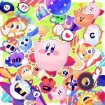  !? &gt;_&lt; ? \n/ ^_^ apple armor arms_up axe_knight_(kirby) ball_and_chain_(weapon) bandaid baseball_cap blue_eyes blue_outline blush blush_stickers bomb bomber_(kirby) border bubbles_(kirby) candy closed_eyes clouds commentary_request crescent crossed_bandaids explosive flail flying_sweatdrops food fountain fountain_of_dreams frog fruit green_background hairband hat heart heavy_mole helmet highres holding holding_sword holding_umbrella holding_weapon invincible_candy javelin_knight king_dedede kirby&#039;s_adventure kirby_(series) kracko lollipop looking_at_viewer mace_knight mask meta_knight mr._tick_tock no_humans notice_lines omame_sakana one-eyed open_mouth orange_outline outline outside_border paint_roller_(kirby) pauldrons pink_outline purple_outline red_hairband red_headwear red_outline roller_skates scarfy shoulder_armor simple_background skates skull slippy_(kirby) smile smoke sparky_(kirby) speech_bubble spiked_ball_and_chain spikes spoken_heart spoken_question_mark spoken_squiggle squiggle star_(symbol) star_in_eye star_rod swirl_lollipop sword symbol_in_eye triangle trident_knight ufo ufo_(kirby) umbrella v v-shaped_eyebrows waddle_dee waddle_doo weapon wheelie_(kirby) white_border white_outline wings yellow_eyes 