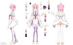  1girl compile_heart dress highres ileheart official_art pink_hair reference_sheet thigh-highs tsunako virtual_youtuber white_dress 