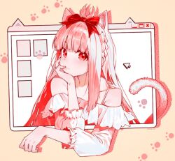 1girl cat_ears cat_girl cat_tail original red_dress red_eyes redhead