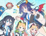  &gt;_&lt; 5girls @_@ absurdly_long_hair anger_vein animal_ear_headphones animal_ears aris_(blue_archive) black_hair blonde_hair blue_archive blue_eyes blue_necktie blush bow collared_shirt demon_horns demon_wings fake_animal_ears fangs fingernails game_development_department_(blue_archive) green_bow green_eyes green_halo hair_bow halo headphones horns jacket ka02_(wqekf) locker long_hair mechanical_halo midori_(blue_archive) momoi_(blue_archive) multiple_girls nail_polish necktie open_mouth parted_lips pink_halo purple_hair red_bow red_eyes red_nails red_wings redhead ringed_eyes shirt short_hair siblings sisters suit twins two-sided_fabric two-sided_jacket very_long_hair violet_eyes white_jacket white_shirt wings yellow_halo yellow_horns yuuka_(blue_archive) yuzu_(blue_archive) 