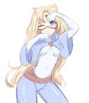  absurdres animal_ears blonde_hair cat_ears highres lumi_(outcore) non-web_source outcore paw_pose 