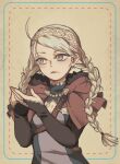  arms_up blue_eyes braid capelet fire_emblem fire_emblem_fates hairband harness hood hood_down hooded_capelet low_twin_braids masterpidies nina_(fire_emblem) parted_bangs red_capelet swept_bangs twin_braids upper_body white_hair 