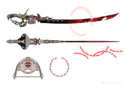  absurdres cyyyyy highres magic_circle multiple_views no_humans official_art punishing:_gray_raven reference_sheet simple_background sword weapon weapon_focus weibo_logo weibo_watermark 