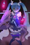  1girl bare_shoulders black_thighhighs ghost_miku_(project_voltage) glitch gradient_hair hatsune_miku long_hair looking_at_viewer mismagius mizuiro123 multicolored_hair open_mouth pokemon pokemon_(creature) project_voltage see-through see-through_skirt skirt sleeves_past_fingers sleeves_past_wrists thigh-highs twintails very_long_hair vocaloid will-o&#039;-the-wisp_(mythology) yellow_eyes 