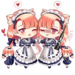  4girls ;3 ;d animal_ear_fluff animal_ears apron bags_under_eyes blue_bow blue_dress blue_footwear blue_ribbon blush blush_stickers bow bow_apron braid broken_heart brown_dress cat_ears chibi closed_mouth dress fairy_(girls&#039;_frontline) false_smile full_body girls_frontline hair_bow hair_ornament hair_ribbon hairclip heart holding holding_hands holding_missile holding_shield index_finger_raised kemonomimi_mode long_sleeves looking_at_viewer maid maid_apron maid_headdress missile multiple_girls official_art one_eye_closed orange_hair pinstripe_dress pinstripe_pattern puffy_long_sleeves puffy_sleeves ribbon saru shaded_face shield siblings simple_background slit smile spoken_heart striped striped_ribbon third-party_source transparent_background twin_braids twin_fairies_(girls&#039;_frontline) twins twintails waist_ribbon white_apron white_ribbon |_| 