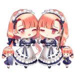  4girls ;3 ;d apron bags_under_eyes blue_bow blue_dress blue_footwear blue_ribbon blush blush_stickers bow braid brown_dress bullet chibi closed_mouth dress fairy_(girls&#039;_frontline) full_body girls_frontline hair_bow hair_ornament hair_ribbon hairclip holding holding_bullet holding_hands holding_shield index_finger_raised light_frown long_sleeves looking_at_viewer maid maid_apron maid_headdress multiple_girls official_art one_eye_closed orange_hair puffy_long_sleeves puffy_sleeves ribbon saru shield siblings simple_background slit smile striped striped_ribbon third-party_source transparent_background twin_braids twin_fairies_(girls&#039;_frontline) twins twintails waist_ribbon white_apron |_| 