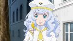  1girl anime_screencap anya_dostoyevskaya aqua_eyes aria aria_the_crepuscolo beret blue_eyes crossed_bangs dress eyelashes fingerless_gloves gloves hat long_hair neckerchief non-web_source orange_planet_uniform sailor_collar solo swept_bangs wavy_hair white_dress white_headwear yellow_neckerchief 