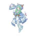  1girl absurdres alternate_costume animal_hands bell blush candy cat_paws cat_tail detached_sleeves dress drill_hair fake_tail fire_emblem fire_emblem_heroes flayn_(fire_emblem) flayn_(halloween)_(fire_emblem) food frills full_body gloves green_eyes green_hair hair_ornament halloween halloween_costume hat highres holding holding_umbrella jack-o&#039;-lantern jingle_bell long_hair long_sleeves official_alternate_costume official_art open_mouth pantyhose paw_gloves paw_print paw_shoes pumpkin ribbon short_dress skirt solo striped sweat sweatdrop tail tobi_(kotetsu) torn_clothes torn_pantyhose torn_skirt transparent_background umbrella vertical_stripes 