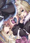  2girls :3 :d absurdres animal_ear_fluff animal_ears belt_collar black_collar black_jacket blonde_hair blue_eyes blue_hair blue_nails collar cropped_jacket dog_ears dog_girl fur-trimmed_jacket fur_trim fuwawa_abyssgard hair_ornament heart heart_hair_ornament highres hololive hololive_english hotmilk_ina_mug jacket long_hair looking_at_viewer medium_hair mococo_abyssgard multicolored_hair multiple_girls nail_polish open_clothes pink_eyes pink_hair pink_nails siblings sidelocks sisters smile spiked_collar spikes streaked_hair twins two_side_up virtual_youtuber x_hair_ornament 