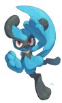  absurdres full_body highres looking_at_viewer no_humans nullma pokemon pokemon_(creature) riolu signature simple_background solo white_background 