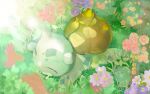  animal_focus bulbasaur closed_eyes drooling flower maike_(cygk5527) nostrils orange_flower outdoors pink_flower pokemon pokemon_(creature) purple_flower sleeping yellow_flower 