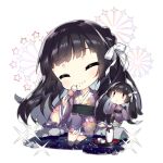  2girls aerial_fireworks artist_request barefoot black_hair black_sash blunt_bangs blush blush_stickers chibi choko_(cup) closed_eyes closed_mouth cup dango facing_viewer fairy_(girls&#039;_frontline) fireworks fireworks_fairy_(girls&#039;_frontline) floral_print food full_body girls_frontline hair_ribbon holding holding_food japanese_clothes kimono long_hair long_sleeves mole mole_under_mouth multiple_girls obi official_art pond print_kimono purple_kimono ribbon rock sanshoku_dango sash simple_background sitting sleeves_past_wrists smile soaking_feet sparkle third-party_source tokkuri transparent_background tray very_long_hair violet_eyes wagashi water white_ribbon wide_sleeves |_| 