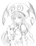  grayscale greyscale hat lala_satalin_deviluke monochrome sketch smile to_love-ru toloveru yabuki_kentarou 