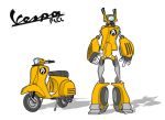  flcl mecha motor_vehicle no_humans robot scooter transformers vehicle vespa yellow 