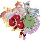  2girls ex-keine fujiwara_no_mokou highres holding_hands kamishirasawa_keine kuromiso long_hair shadow touhou 