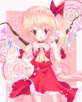  blonde_hair dress flandre_scarlet hat maryquant red_eyes short_hair side_ponytail thigh-highs touhou wings 