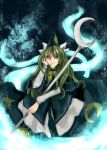  bow capelet crescent_moon green_eyes green_hair hat long_hair mima smile staff touhou yuma_(cobhc666) 