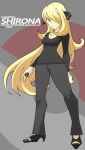  alternate_costume bad_id blonde_hair character_class character_name english hair_ornament hair_over_one_eye highres holding holding_poke_ball long_hair poke_ball pokemon pokemon_(game) pokemon_dppt shirona_(pokemon) smile solo souji title_drop yellow_eyes 