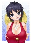  :q arms_behind_back black_eyes black_hair breasts cleavage genderswap hat highres large_breasts monkey_d_luffy one_piece scar short_hair solo straw_hat takeoutservice tongue torn_clothes 