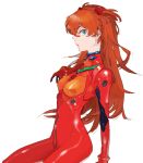  blue_eyes bodysuit highres long_hair maruco neon_genesis_evangelion orange_hair plugsuit shikinami_asuka_langley skin_tight souryuu_asuka_langley 