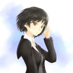  1girl amagami aoi_usagi black_eyes black_hair nanasaki_ai school_uniform short_hair solo 