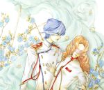  blindfold blue_hair drill_hair ebi_to_shirasu flower orange_hair rose shoujo_kakumei_utena tsuchiya_ruka 