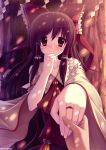 blush bow brown_hair caidychen detached_sleeves foreshortening hair_bow hakurei_reimu hands jewelry long_hair looking_at_viewer pov proposal red_eyes ring solo touhou 