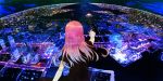  ferris_wheel furai horizon night original paper_airplane pink_hair solo yokohama 