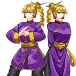  blue_hair china_dress chinese_clothes dress fighting_stance food fruit highres kung_fu kung_fu_master_peach long_hair martial_arts monk peach princess_peach princess_peach:_showtime! shaolin_monk shokkin short_sleeves super_mario_bros. waifu 