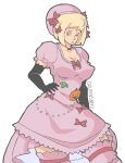  1girl bad_source blonde_hair breasts dress hat highres joe_gokin lambdadelta pink_dress umineko_no_naku_koro_ni witch 