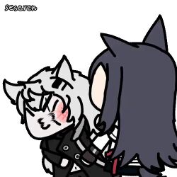 animal_ears animated_gif arknights lappland_(arknights) long_hair meme multiple_girls seseren slapping texas_(arknights) will_smith_slapping_chris_rock_(meme) wolf_ears