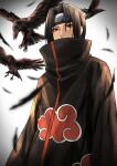  1boy akatsuki_uniform black_hair forehead_protector headband highres konohagakure_symbol long_hair naruto naruto_(series) naruto_shippuuden ninja r777668 red_eyes uchiha_itachi 