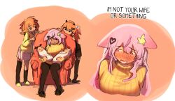  1boy 1girl absurdres ahoge animal_ear_fluff animal_ears annytf baby blush brown_hair evil_neuro-sama fox_ears fox_girl hair_ornament highres holding_baby indie_virtual_youtuber long_hair long_sleeves multicolored_hair neuro-sama open_mouth otjareniy pink_hair red_ribbon ribbon skirt star_(symbol) star_hair_ornament tail violet_eyes virtual_youtuber 