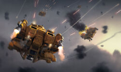  aircraft airship anti-aircraft_gun dieselpunk explosion fire highfleet highres military_vehicle no_humans nozzle projectile_trail radio_antenna rocket_engine smoke tagme thomas_puggelli thrusters vehicle_focus 