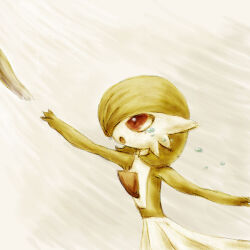  a26g8 bob_cut colored_skin dress from_side gardevoir green_hair green_skin multicolored_skin open_mouth pink_eyes pokemon pokemon_(creature) tears two-tone_skin white_dress white_skin 