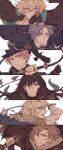  6+boys absurdres aiming aiming_at_viewer aqua_eyes bird black_bow black_bowtie black_cat black_cloak black_coat black_eyes black_gloves black_headwear black_jacket black_nails black_shirt blonde_hair bow bowtie bright_pupils brooch brown_eyes bungou_to_alchemist cape cat cloak closed_mouth coat coat_on_shoulders collared_jacket collared_shirt column_lineup commentary_request conan_doyle_(bungou_to_alchemist) crow dagger edgar_allan_poe_(bungou_to_alchemist) epaulettes facial_hair frilled_shirt_collar frills fur-trimmed_cape fur-trimmed_cloak fur_trim fyodor_dostoyevsky_(bungou_to_alchemist) gloves gomashio_(user_xenc4437) gradient_hair green_cape grey_hair grey_jacket grey_vest gun h._p._lovecraft_(bungou_to_alchemist) hair_between_eyes hair_ribbon handgun hat heterochromia highres holding holding_gun holding_weapon holding_whip jacket jewelry knife lev_tolstoy_(bungou_to_alchemist) lewis_carroll_(bungou_to_alchemist) long_hair long_sleeves looking_at_viewer low_ponytail male_focus mature_male multicolored_hair multiple_boys neck_ribbon necktie open_mouth parted_bangs parted_lips pink_hair profile red_eyes red_necktie red_ribbon redhead reverse_grip ribbon shirt short_hair sideways_glance simple_background sleeve_cuffs smile smirk stubble top_hat turtleneck upper_body v-shaped_eyebrows vest weapon white_background white_gloves white_pupils white_shirt wrinkled_skin yellow_eyes 