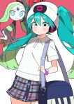  absurdres bag hatsune_miku highres meloetta meloetta_(aria) multicolored_hair pokemon shoulder_bag skirt twintails two-tone_hair uruti_2388 vocaloid 