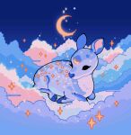  absurdres animal_focus blue_background clouds constellation crescent_moon deer dripping highres meyoco moon no_humans original sparkle 