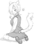  1girl breasts dog_girl greyscale highres kromer_(limbus_company) large_breasts limbus_company looking_at_viewer medium_hair migishita monochrome project_moon simple_background thighs white_background 