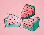  absurdres artist_name cake food food_focus fruit highres meyoco no_humans original pink_background simple_background sparkle transparent watermelon 