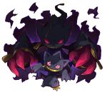  absurdres banette commentary grin hands_up highres looking_at_viewer mega_banette mega_pokemon no_humans pink_eyes pokemon pokemon_(creature) poyo_party smile zipper zipper_pull_tab 