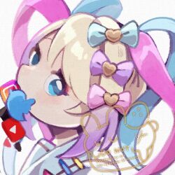  1girl blonde_hair blue_eyes bow chouzetsusaikawa_tenshi-chan hair_bow instagram looking_at_viewer multiple_hair_bows needy_girl_overdose solo twitter yknsugar youtube 