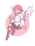  1girl blush brown_eyes mystia_lorelei open_mouth pink_hair rangycrow short_hair smile solo touhou 