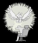  1boy 1girl black_background chair cloak drawing_tablet faceless faceless_male feathers glowing highres holding holding_lantern hololive hololive_english lantern light monochrome mumei_(song)_(hololive) nanashi_mumei office_chair silhouette sitting swivel_chair td375xxx virtual_youtuber wings 